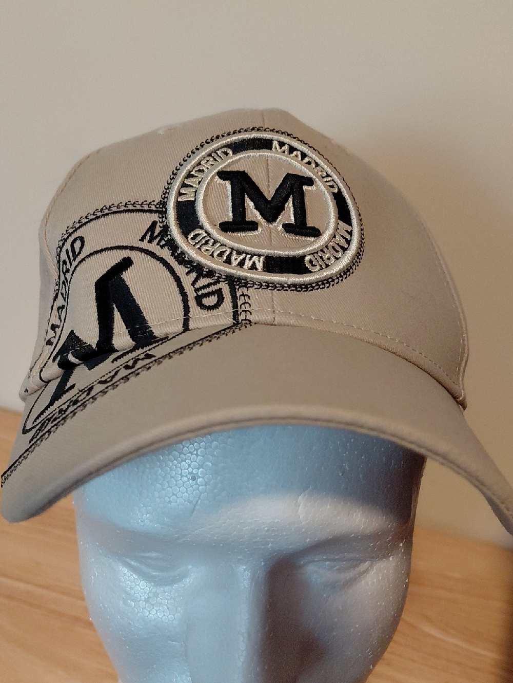 Madrid Spain Robin Ruth Beige and Black Embroidered Baseball Cap